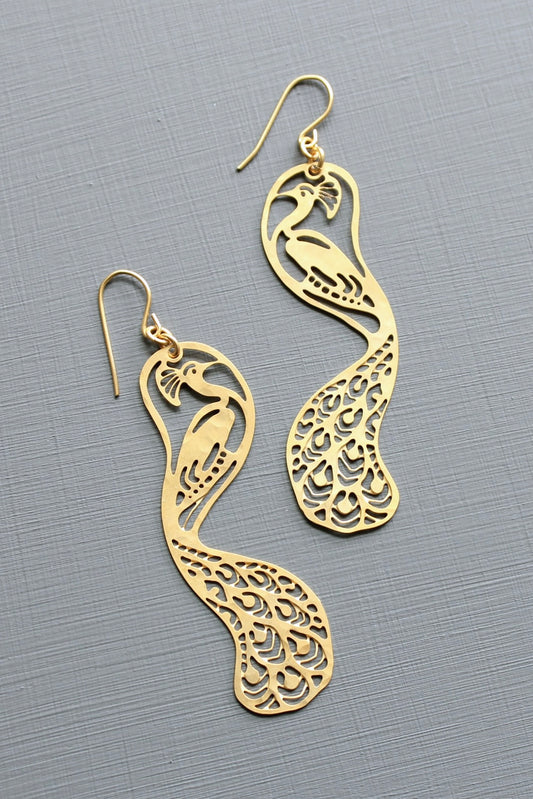 Peacock earrings 2.25 inches