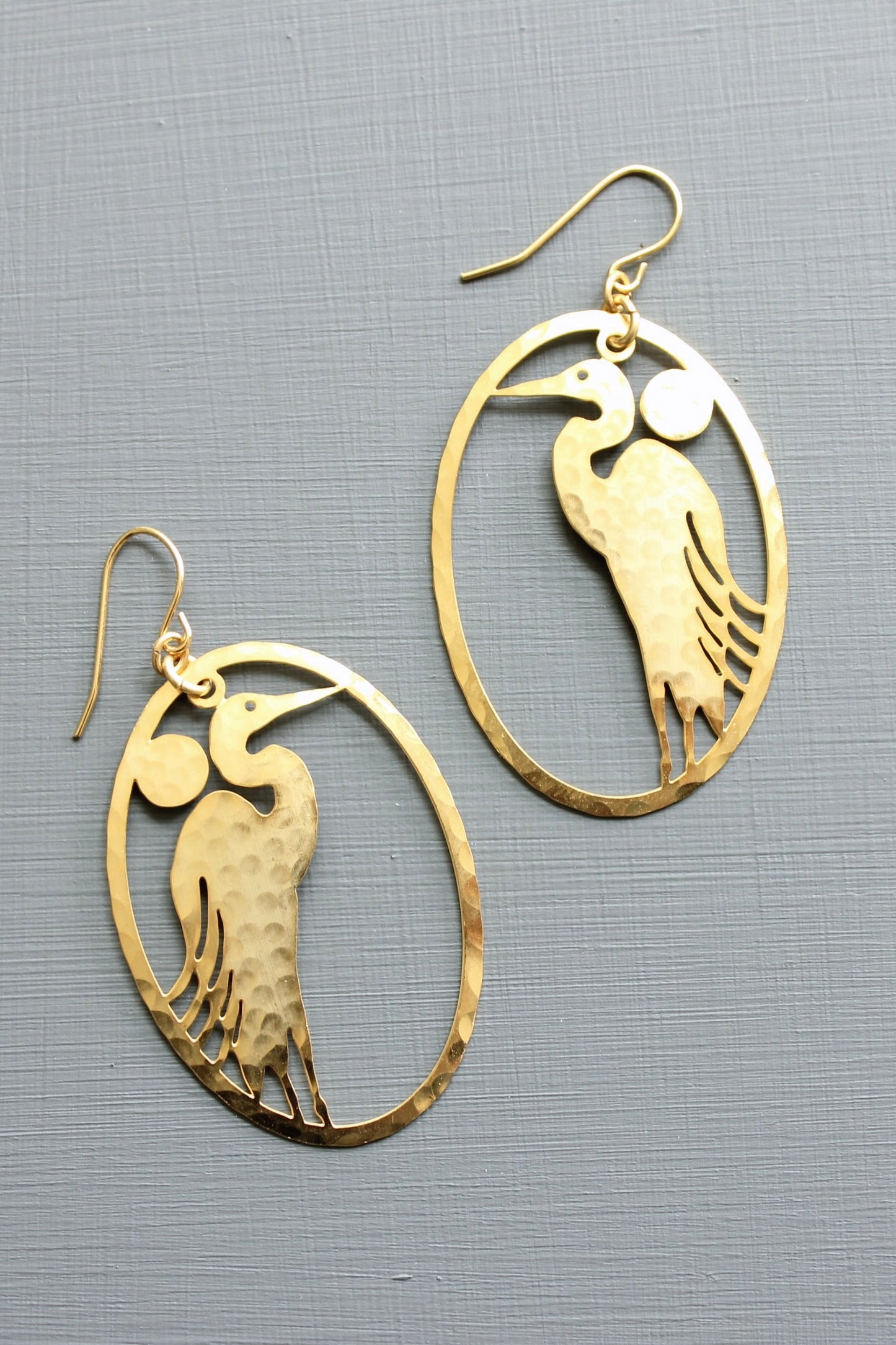 Heron earrings 1.875 inches