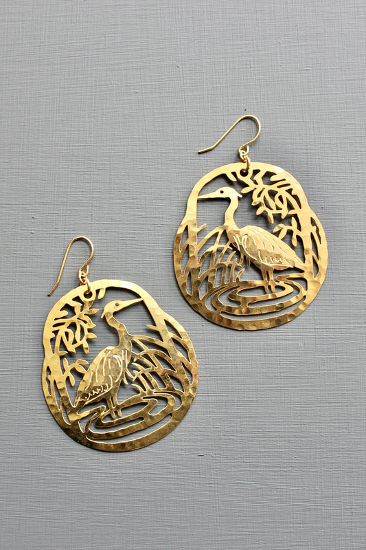 Great blue heron earrings 2 inches