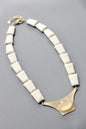 ISL119 White geometric bib necklace