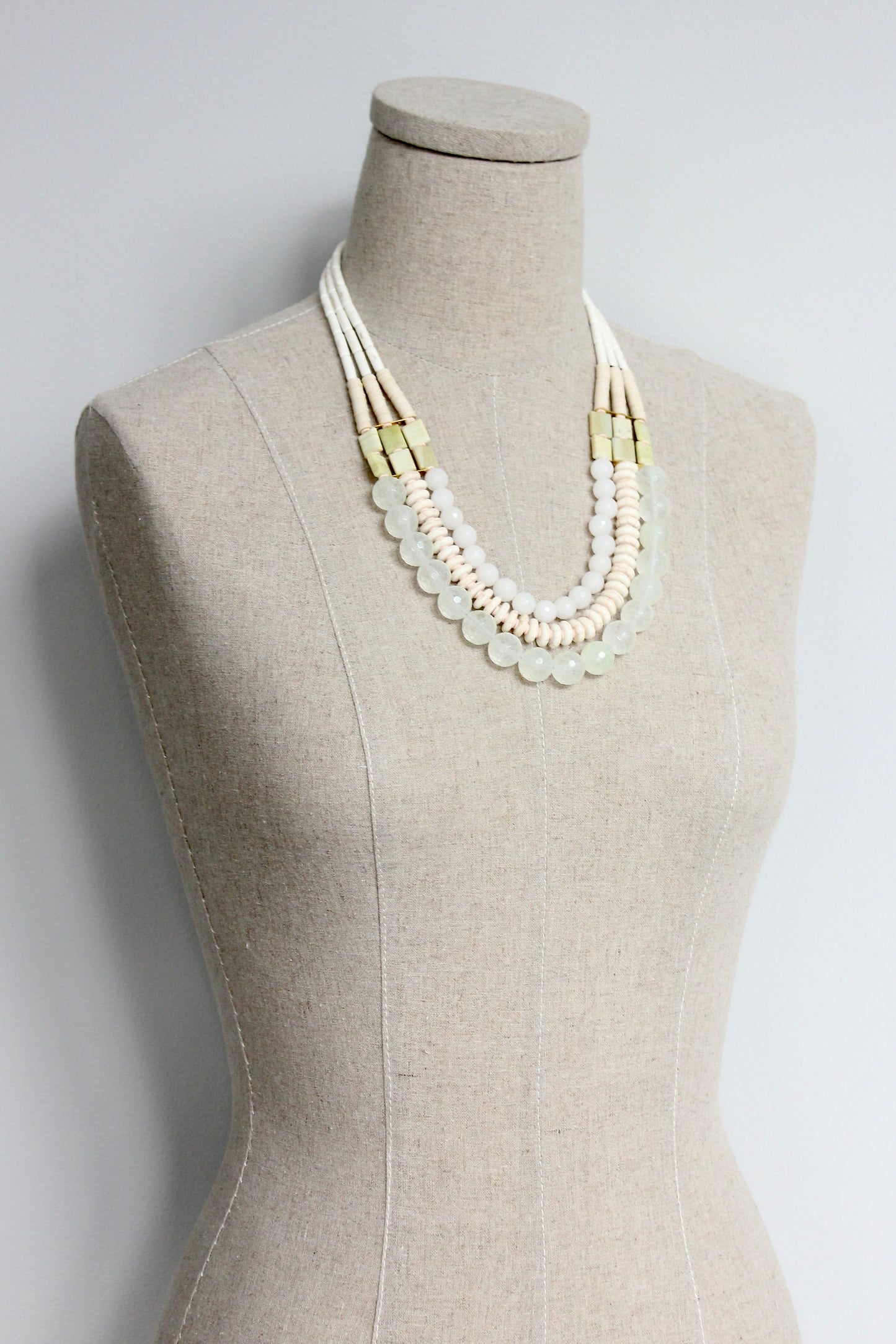 ISL121 Triple strand white stone necklace