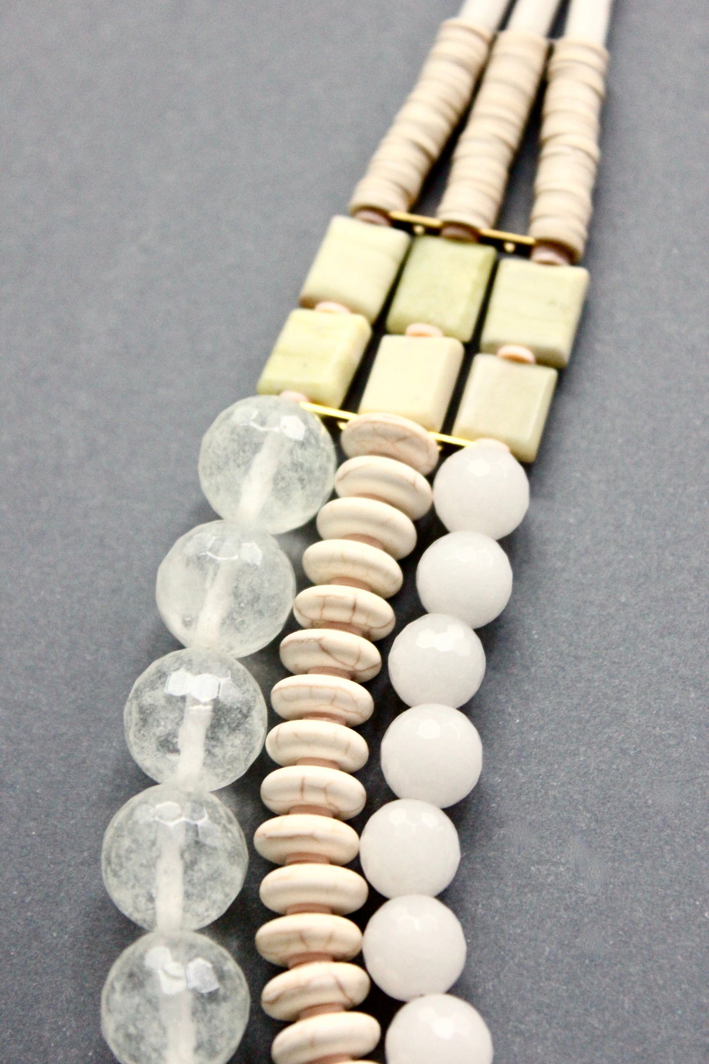 ISL121 Triple strand white stone necklace