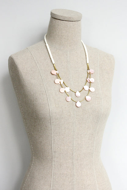 ISL322 Mother-of-pearl double strand necklace