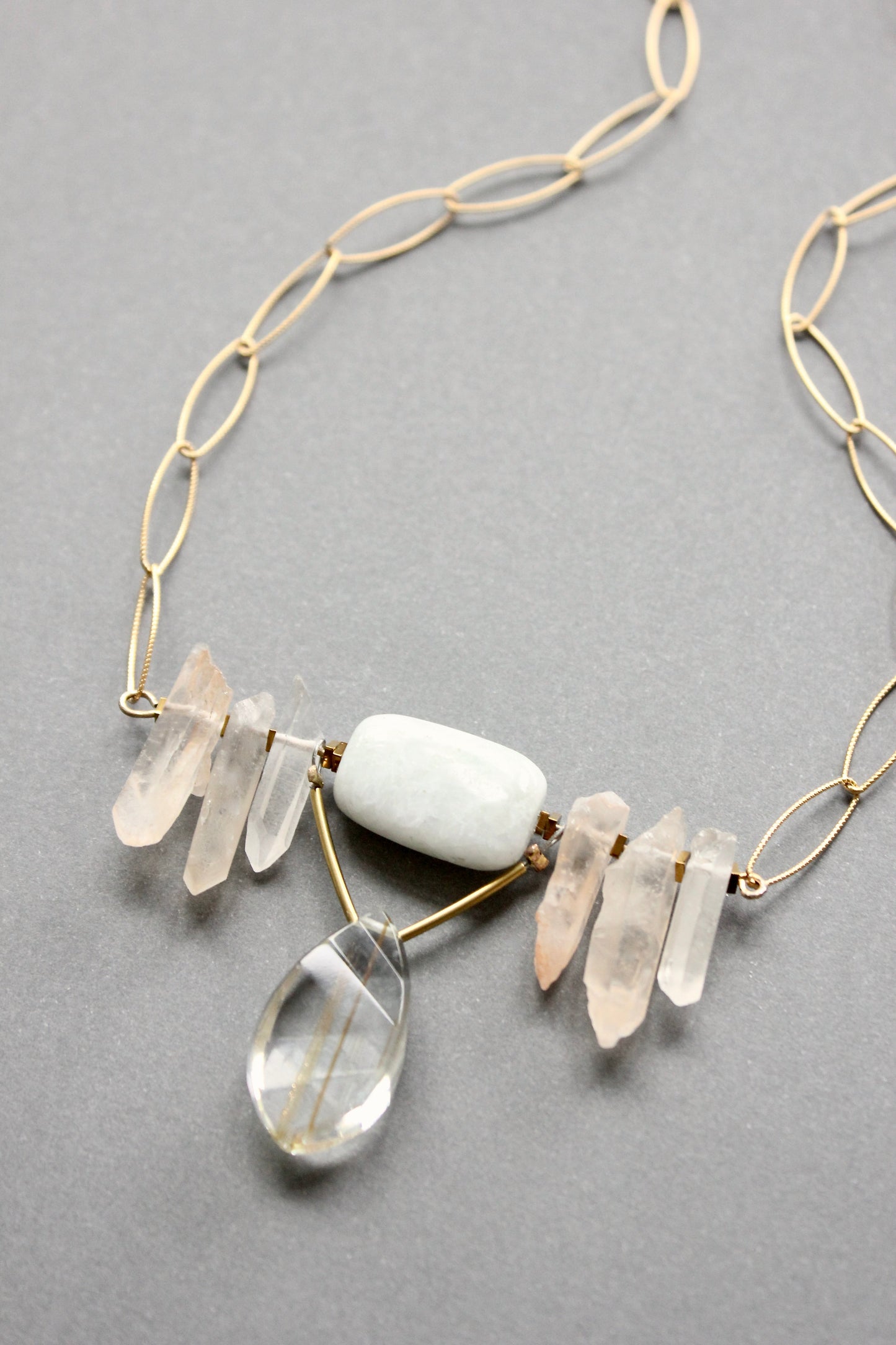 ISL518 Quartz geometric pendant necklace