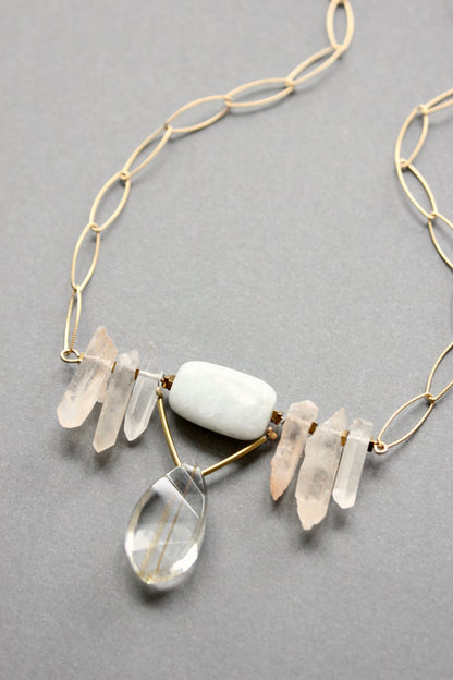 ISL518 Quartz geometric pendant necklace