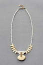 ISL618 Mother-of-pearl and fossil jasper pendant necklace