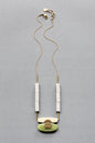 ISL720 Jade and wood Artdeco pendant necklace