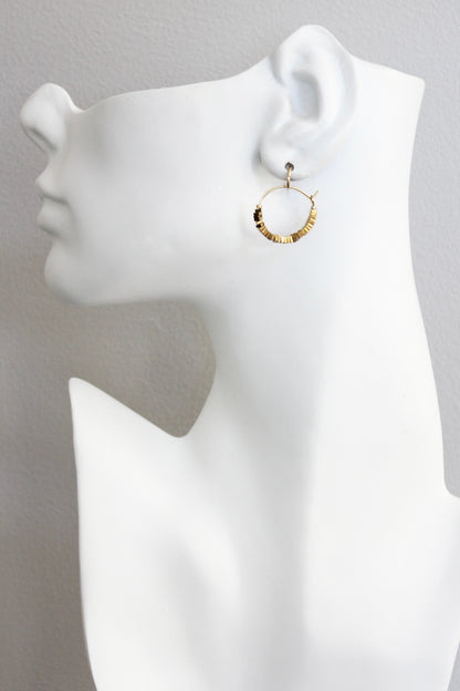 ISLE01 Mini gold hematite hoop earrings