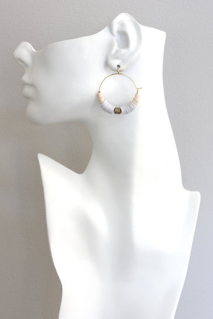 ISLE08 White and cream hoop earrings