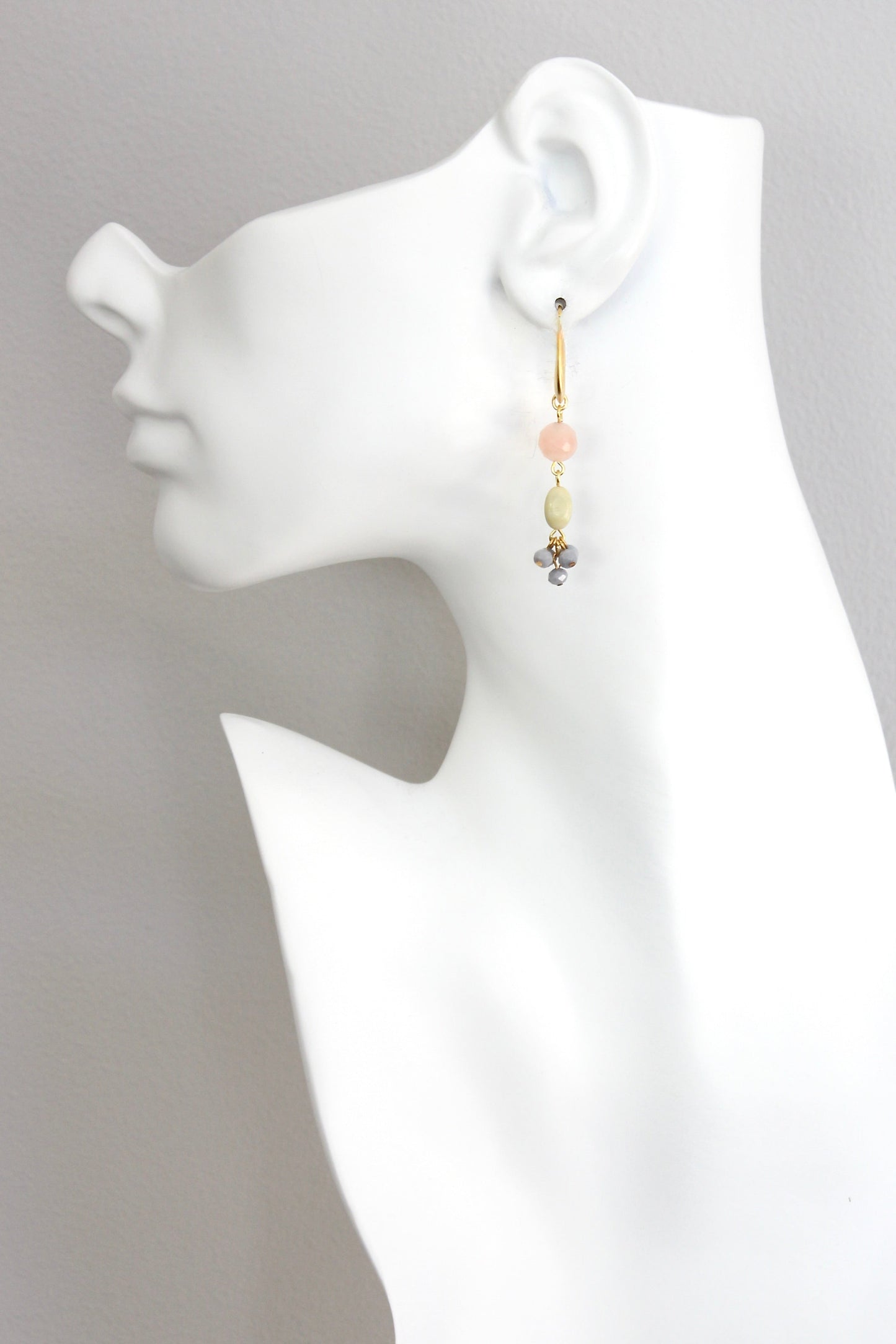 ISLE12 Peach, yellow, and gray cluster earrings