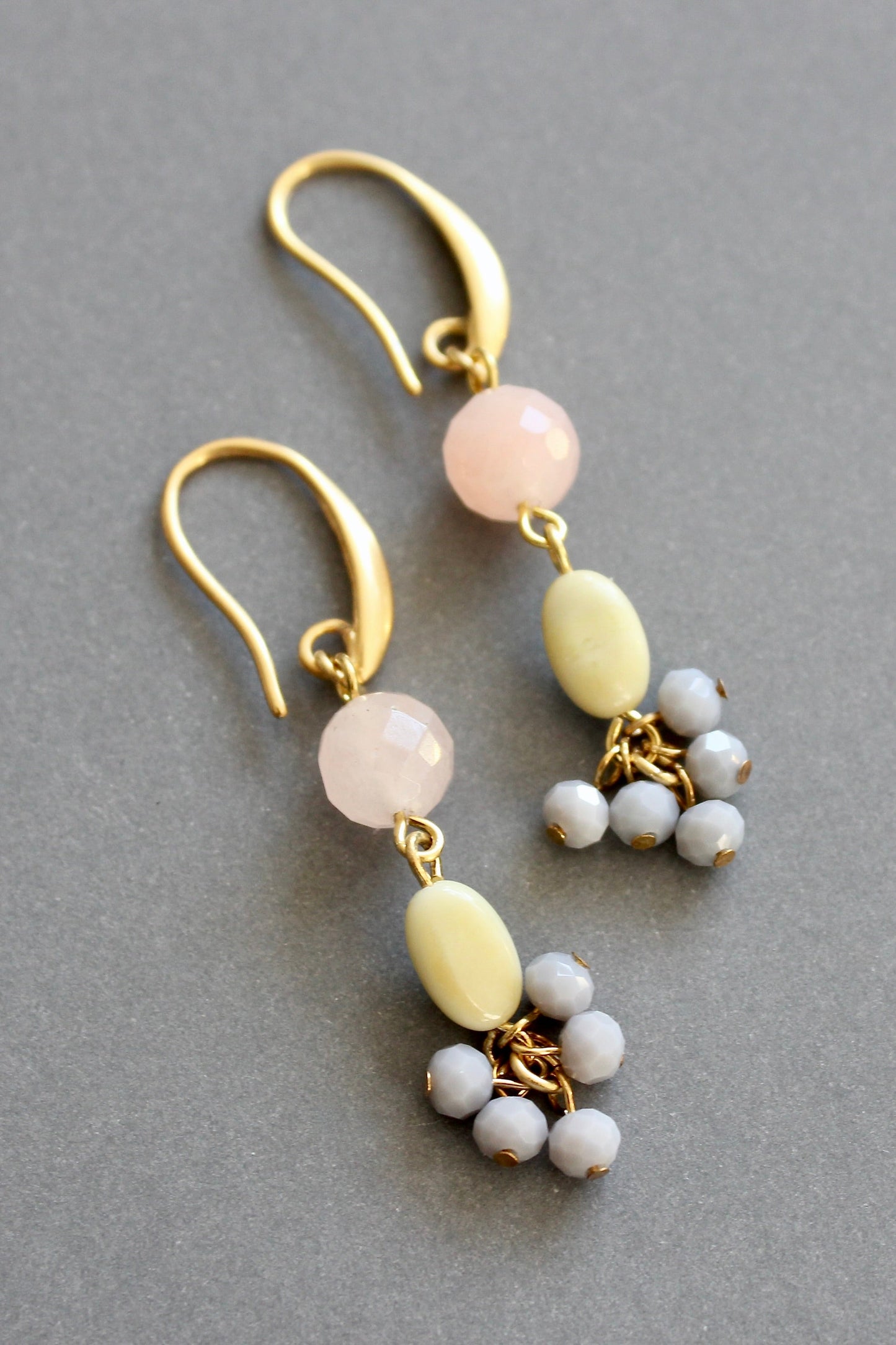 ISLE12 Peach, yellow, and gray cluster earrings