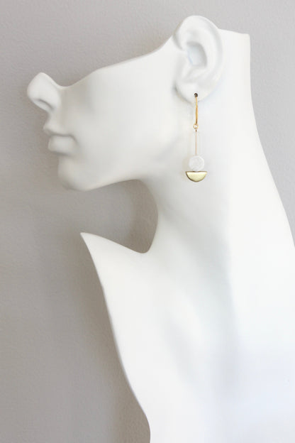 ISLE14 White and brass geometric earrings