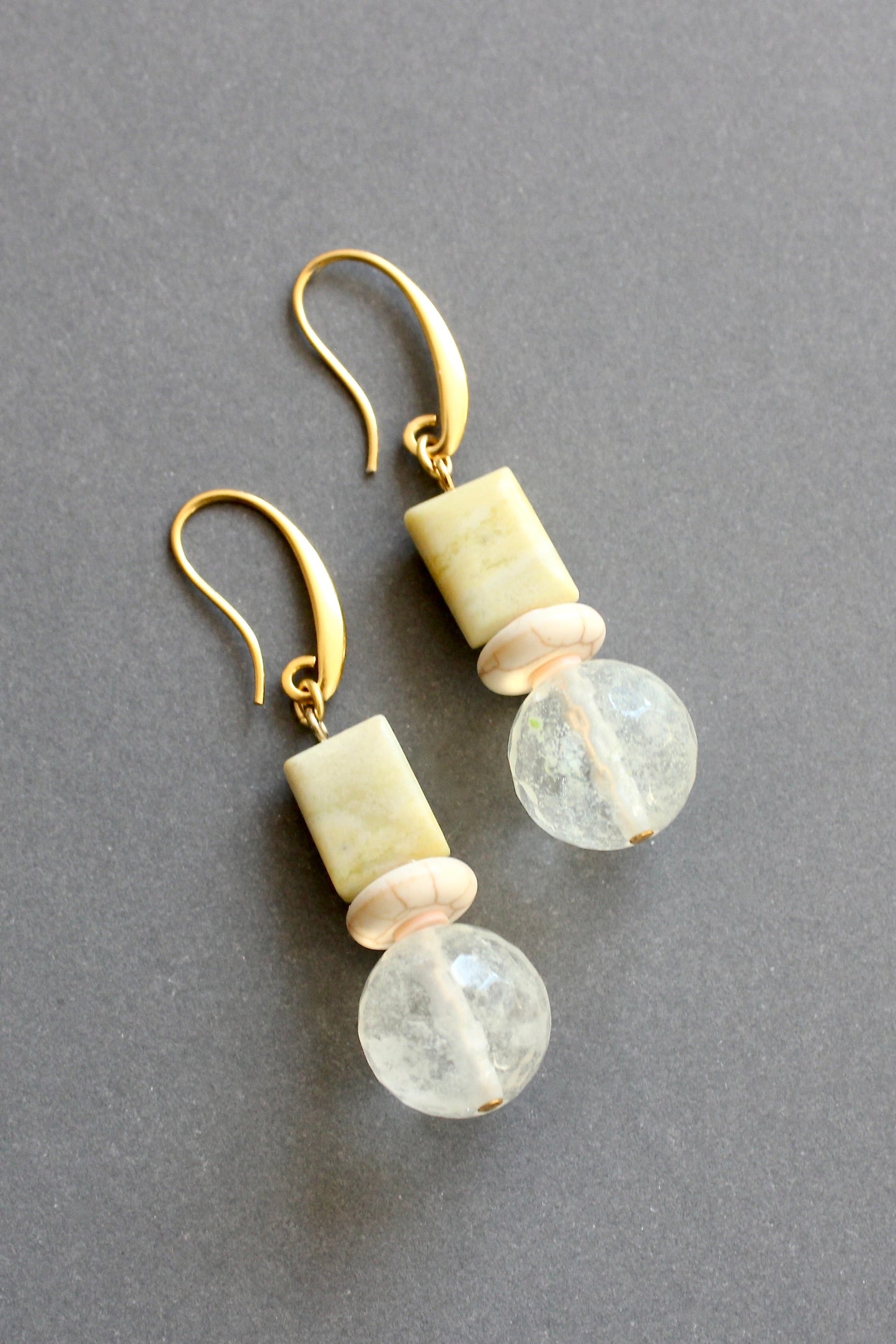 ISLE15 Jade and quartz earrings