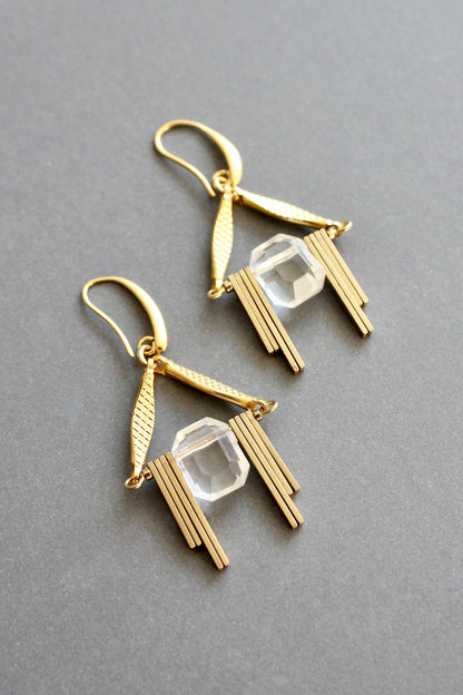 ISLE20 Acrylic and brass geometric earrings