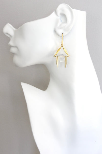 ISLE20 Acrylic and brass geometric earrings