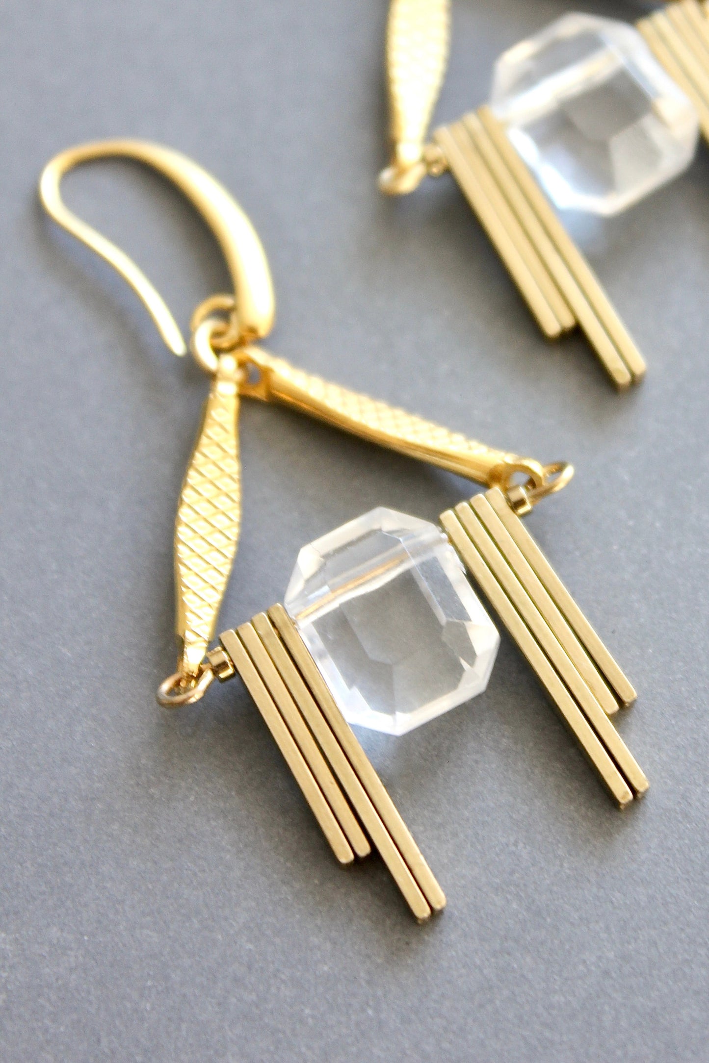 ISLE20 Acrylic and brass geometric earrings