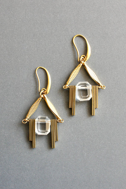 ISLE20 Acrylic and brass geometric earrings