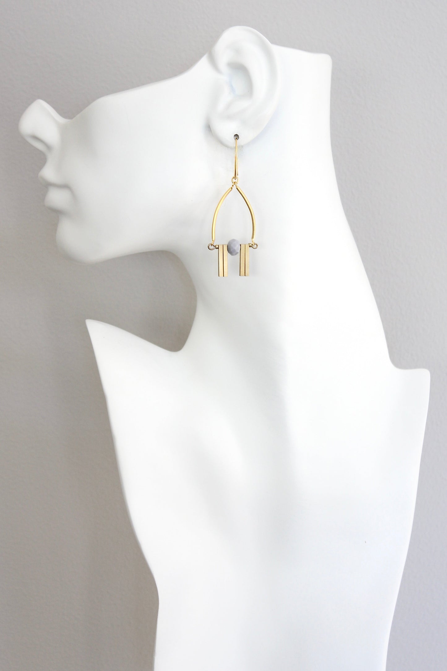 ISLE27 Geometric gray and brass earrings