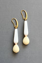 ISLE29 White and light yellow teardrop earrings