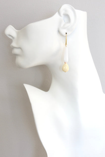 ISLE29 White and light yellow teardrop earrings