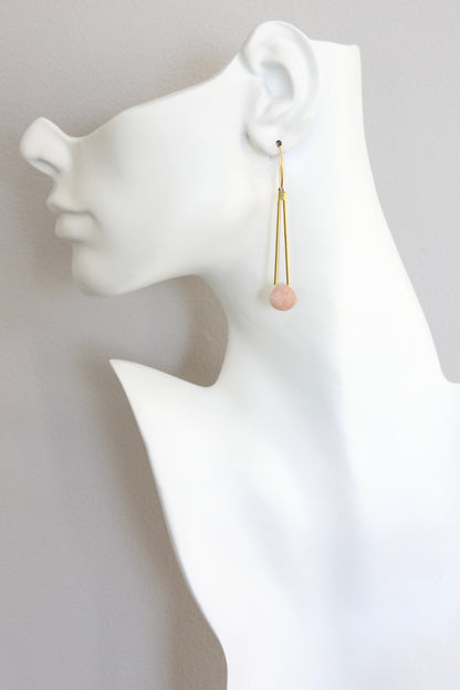 ISLE31 Peach moonstone geometric drop earrings