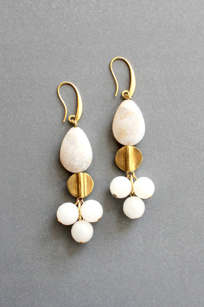 ISLE38 White agate cluster earrings