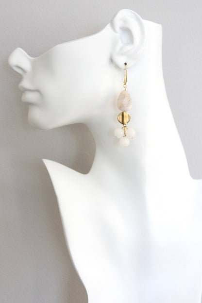 ISLE38 White agate cluster earrings