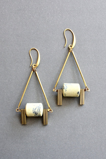 ISLE39 Yellow turquoise geometric earrings