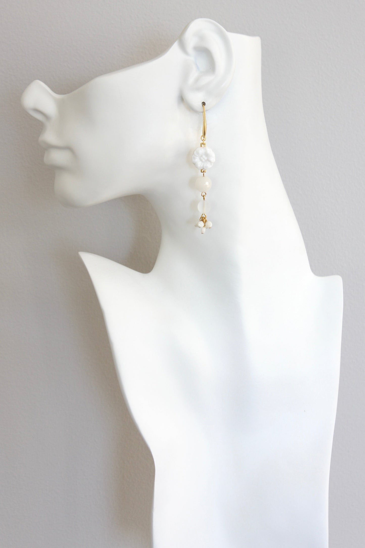 ISLE41 Vintage milk glass cluster earrings