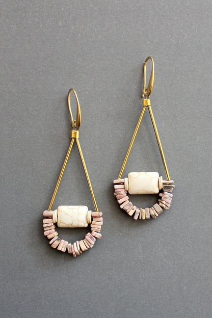 ISLE42 Rhodochrosite geometric earrings