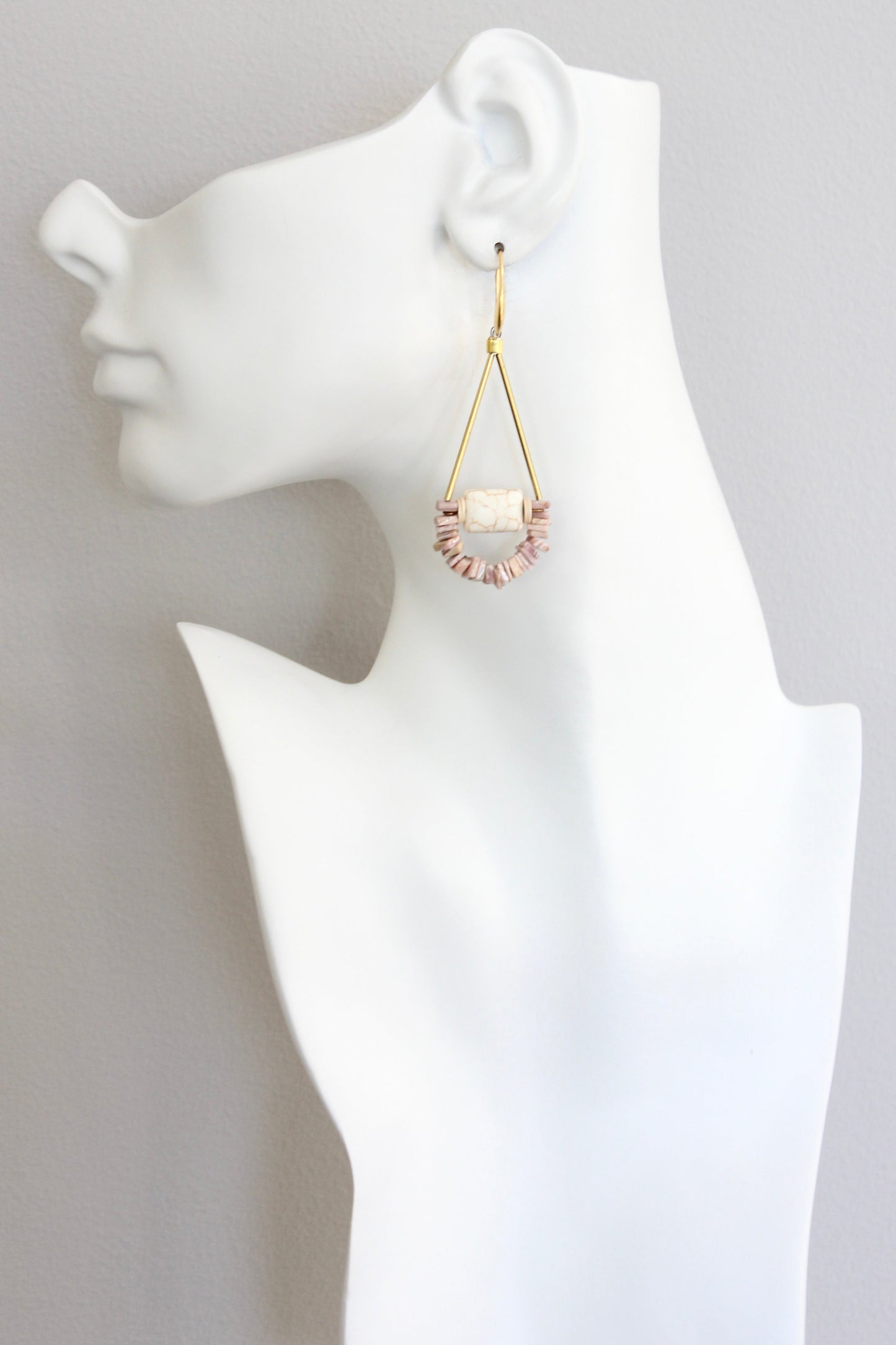 ISLE42 Rhodochrosite geometric earrings