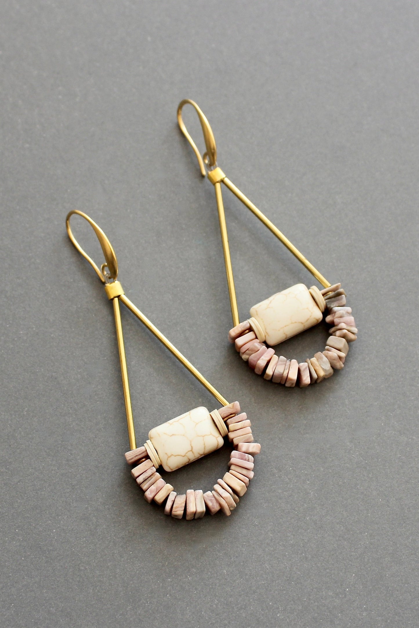 ISLE42 Rhodochrosite geometric earrings