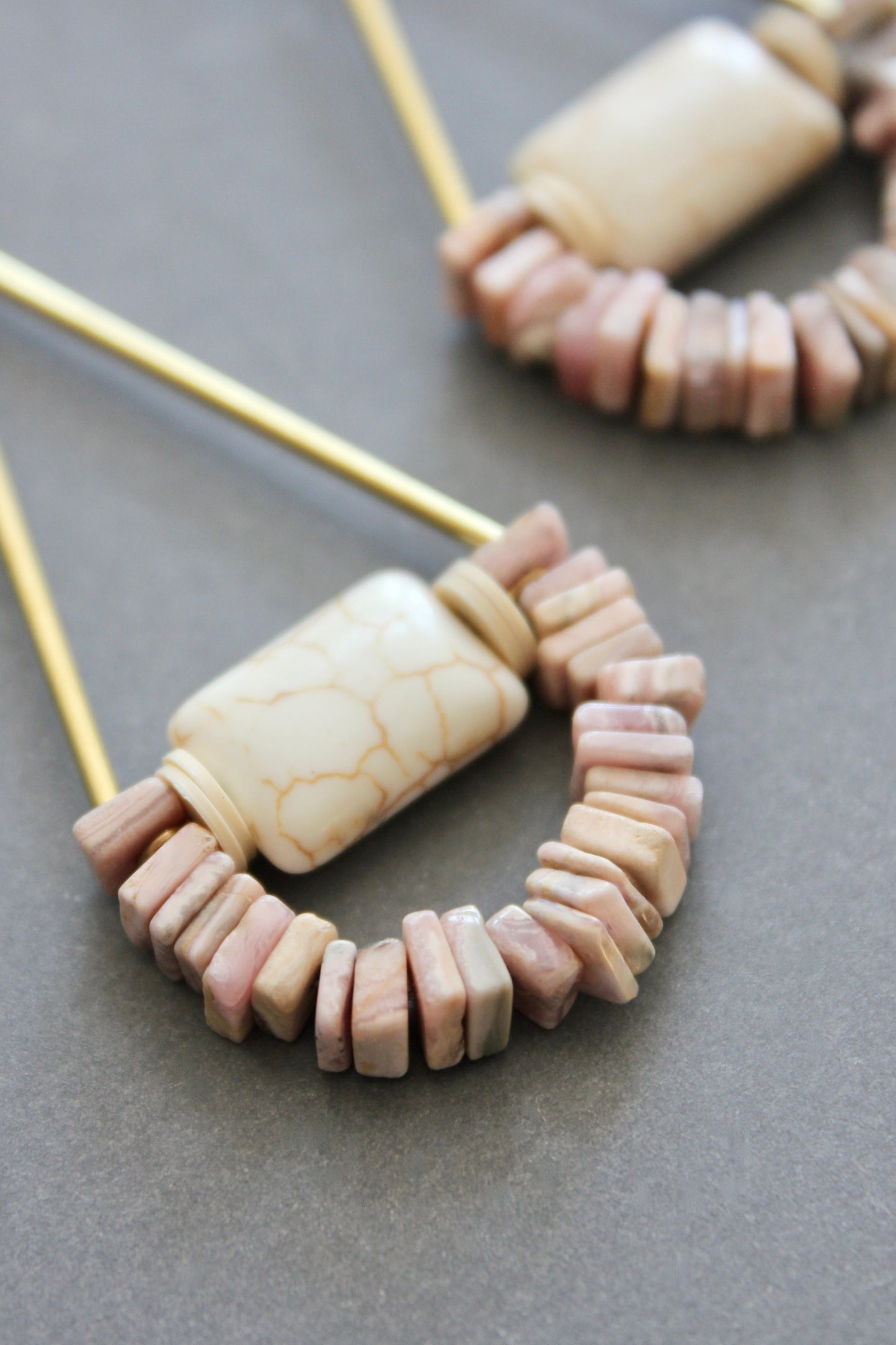 ISLE42 Rhodochrosite geometric earrings