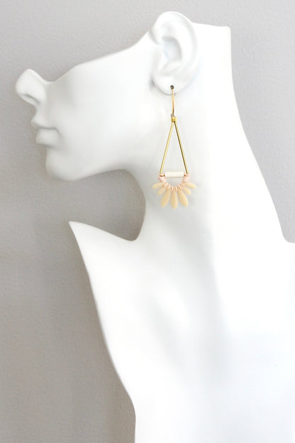 ISLE46 Cream and pink glass fringe earrings