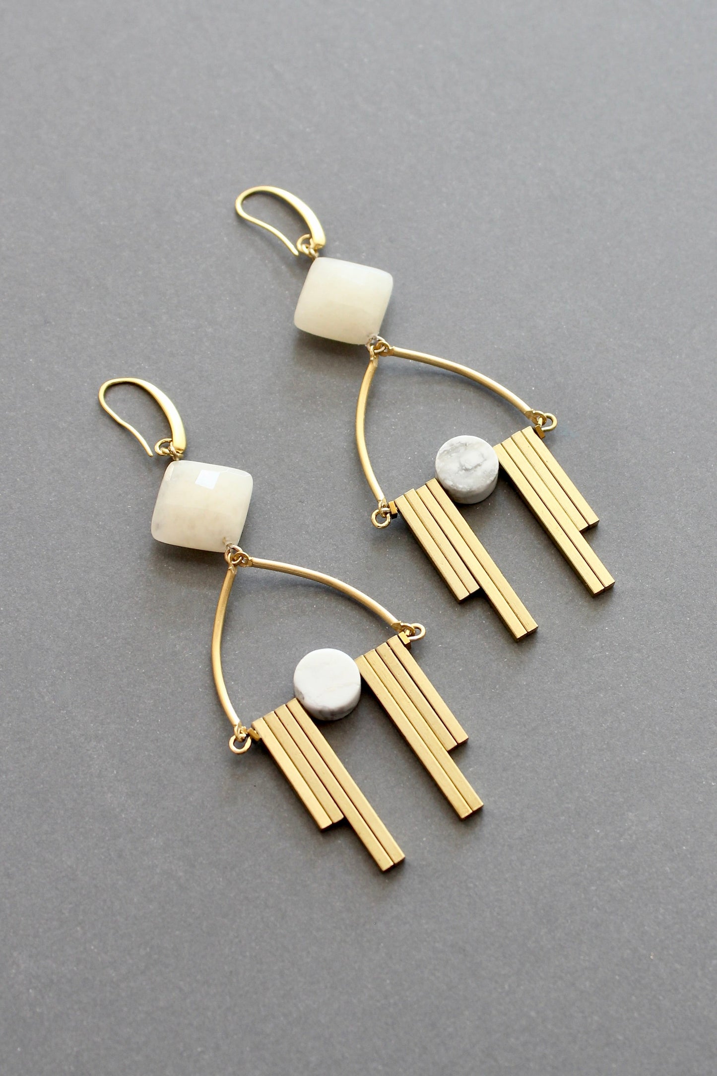 ISLE52 Calcite and magnesite Artdeco earrings