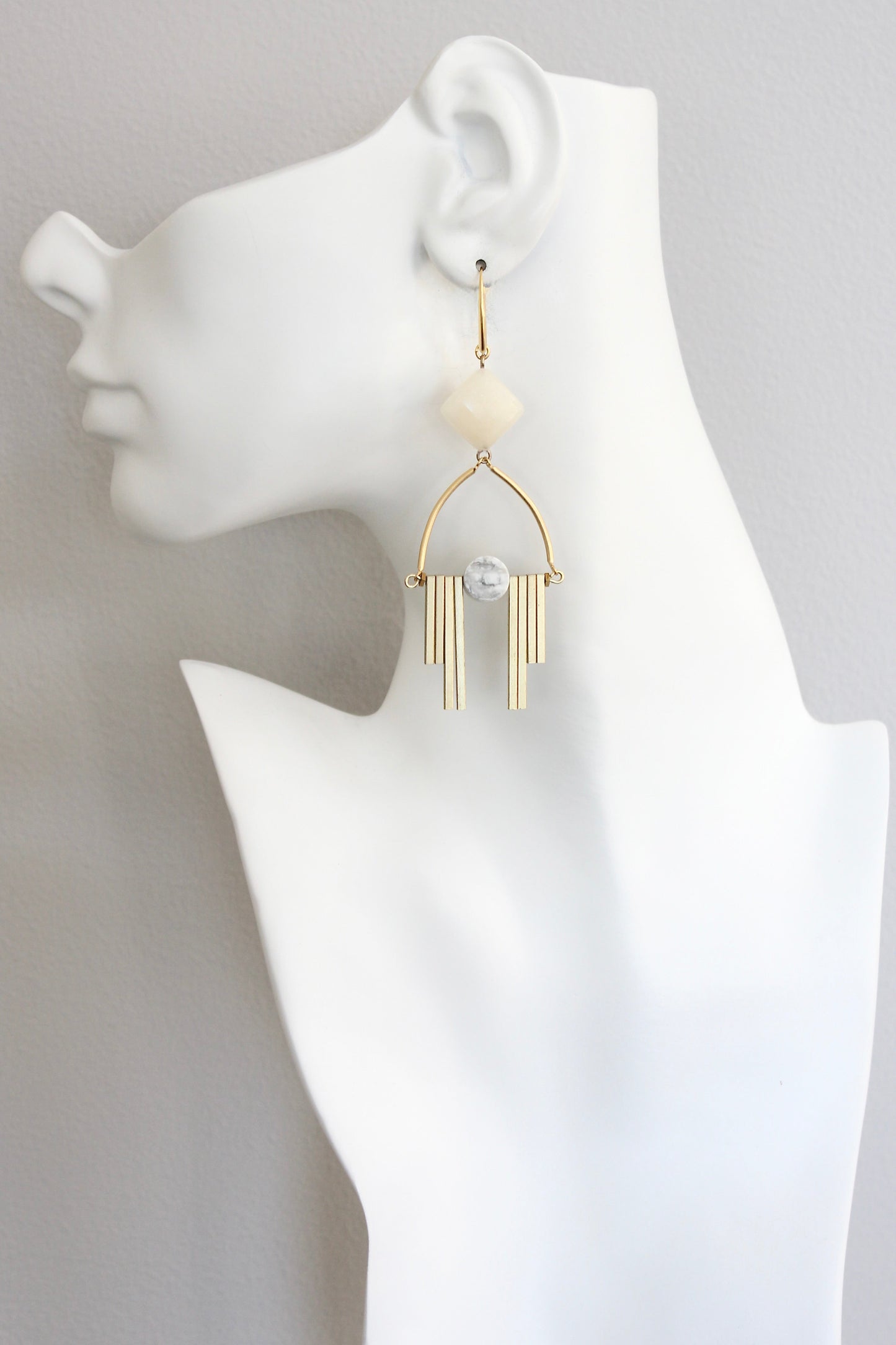 ISLE52 Calcite and magnesite Artdeco earrings