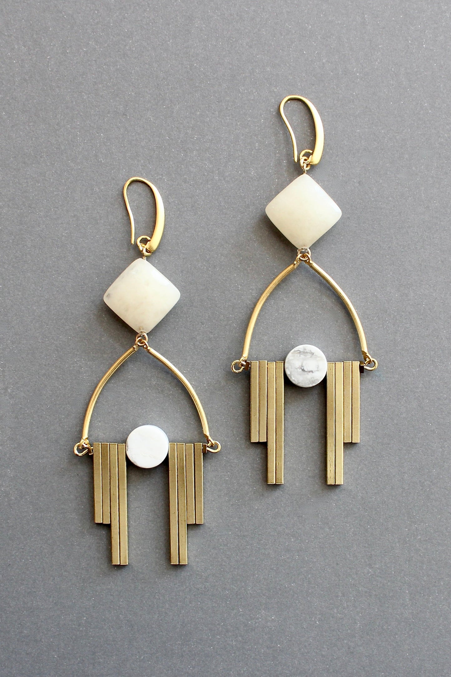 ISLE52 Calcite and magnesite Artdeco earrings