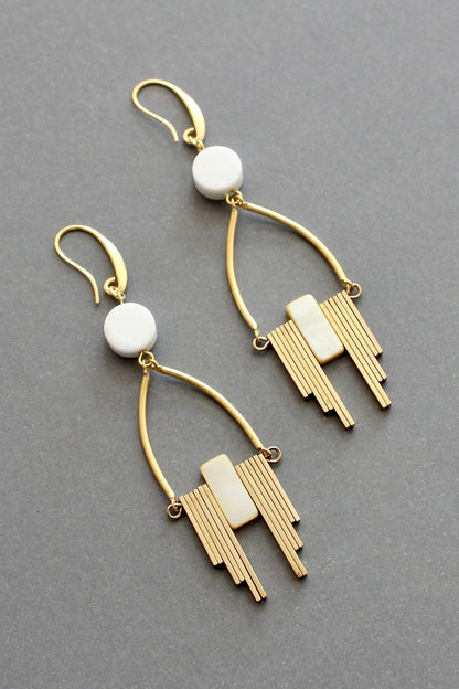 ISLE54 Magnesite and mother-of-pearls Artdeco earrings