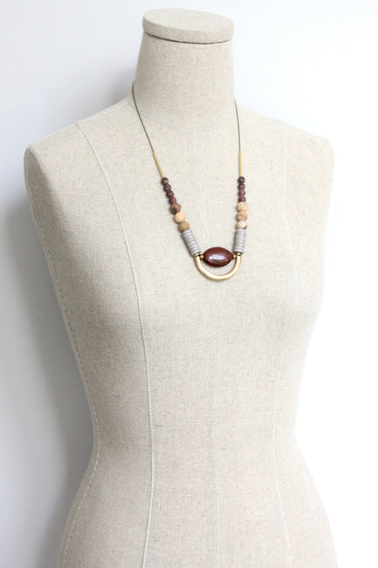 JLT123 jasper and glass geometric necklace