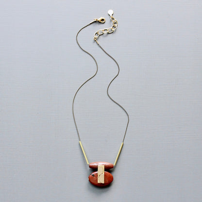 JLT217 jasper and brass Artdeco necklace