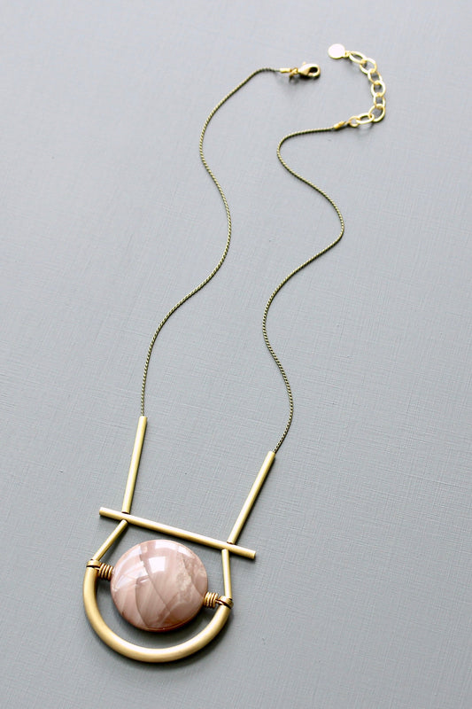 JLT421 geometric jasper and brass necklace