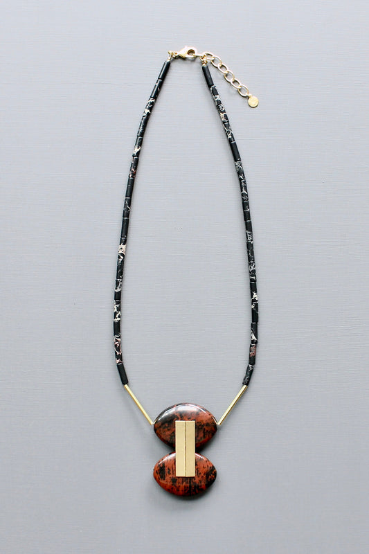 JLT621 burgundy geometric necklace