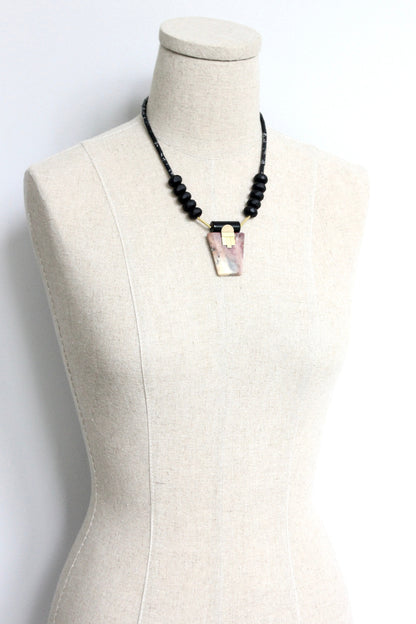 JLT718 black and jasper Artdeco necklace