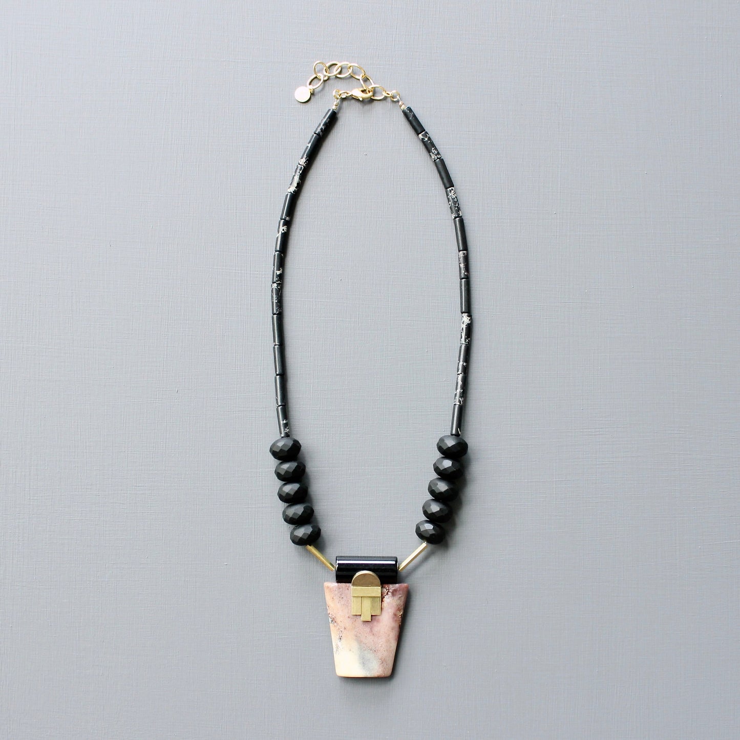 JLT718 black and jasper Artdeco necklace