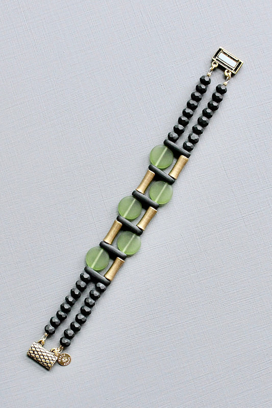 JLTB03 black and olivine bracelet