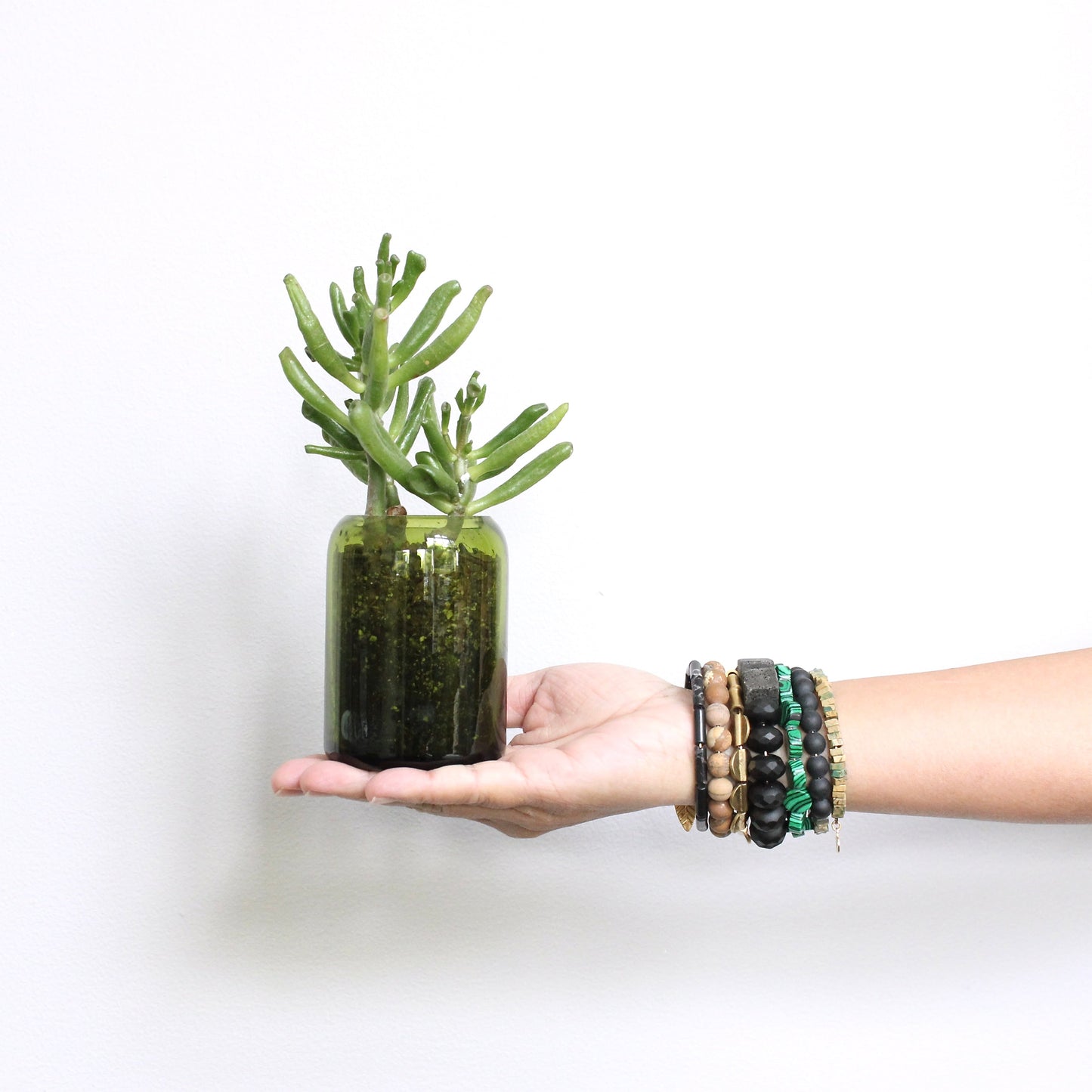 JLTB10 malachite, brown, and black wrap bracelet