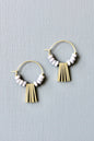 JLTE04 gray and brass geometric mini hoop earrings