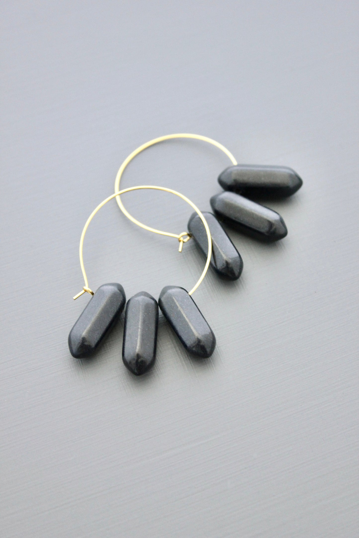 JLTE10 geometric black hoop earrings