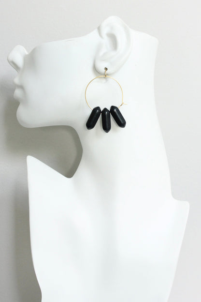 JLTE10 geometric black hoop earrings