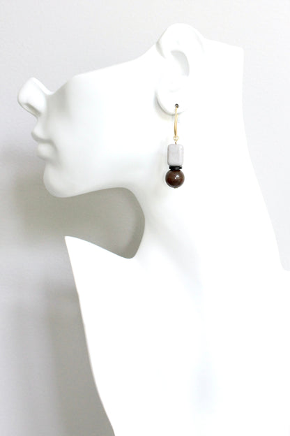 JLTE11 gray and brown mini earrings